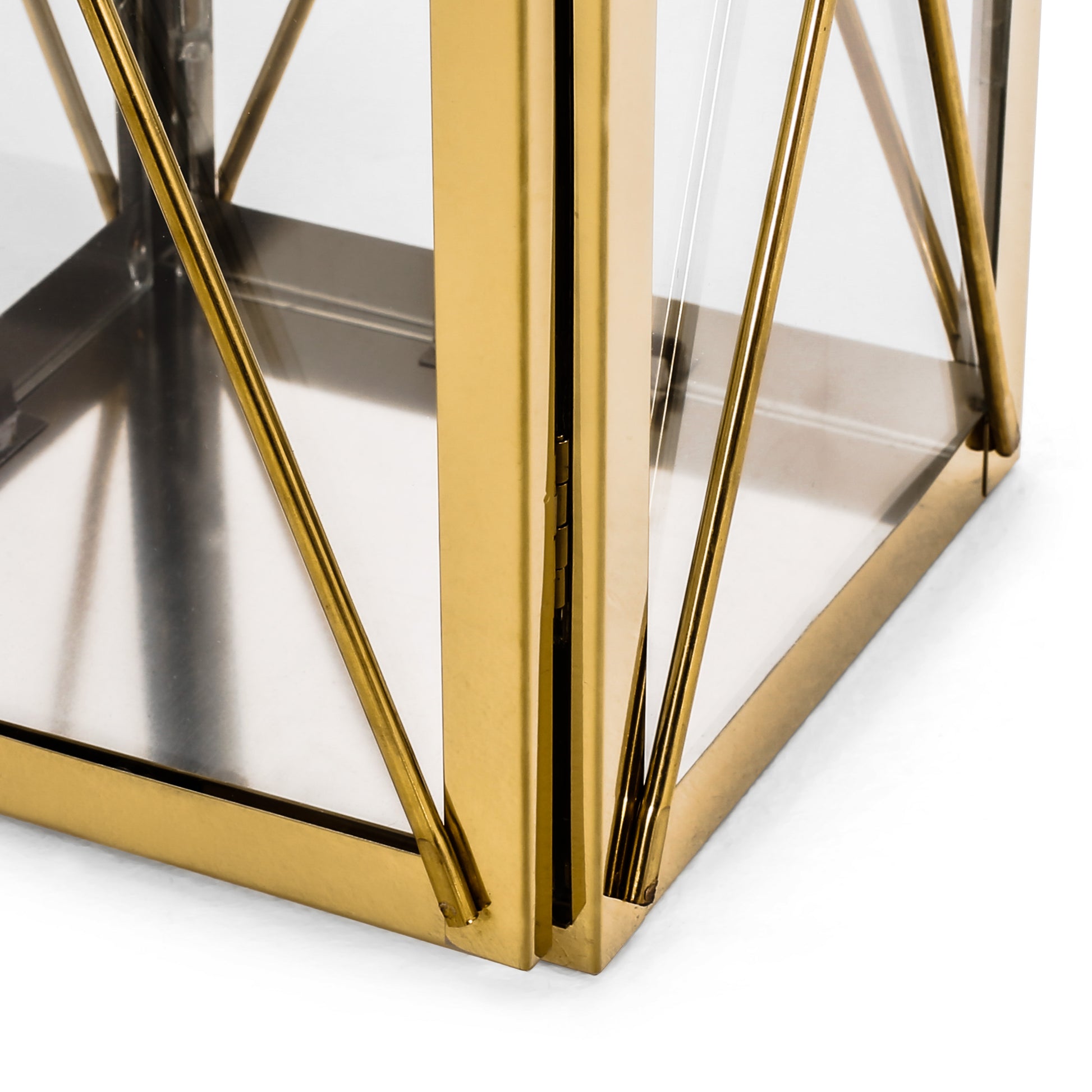 Deborah 14"H Stainless Steel Lantern Gold Stainless Steel