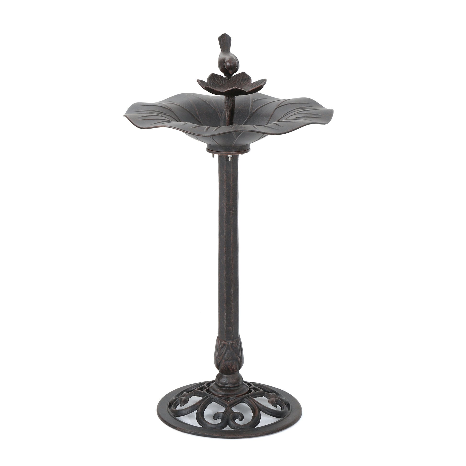 E Lancaster Outdoor Aluminum And Iron Top Bird Bath With Iron Base, Bronze Bronze Aluminium