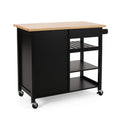 Kitchen Cart Black Wood