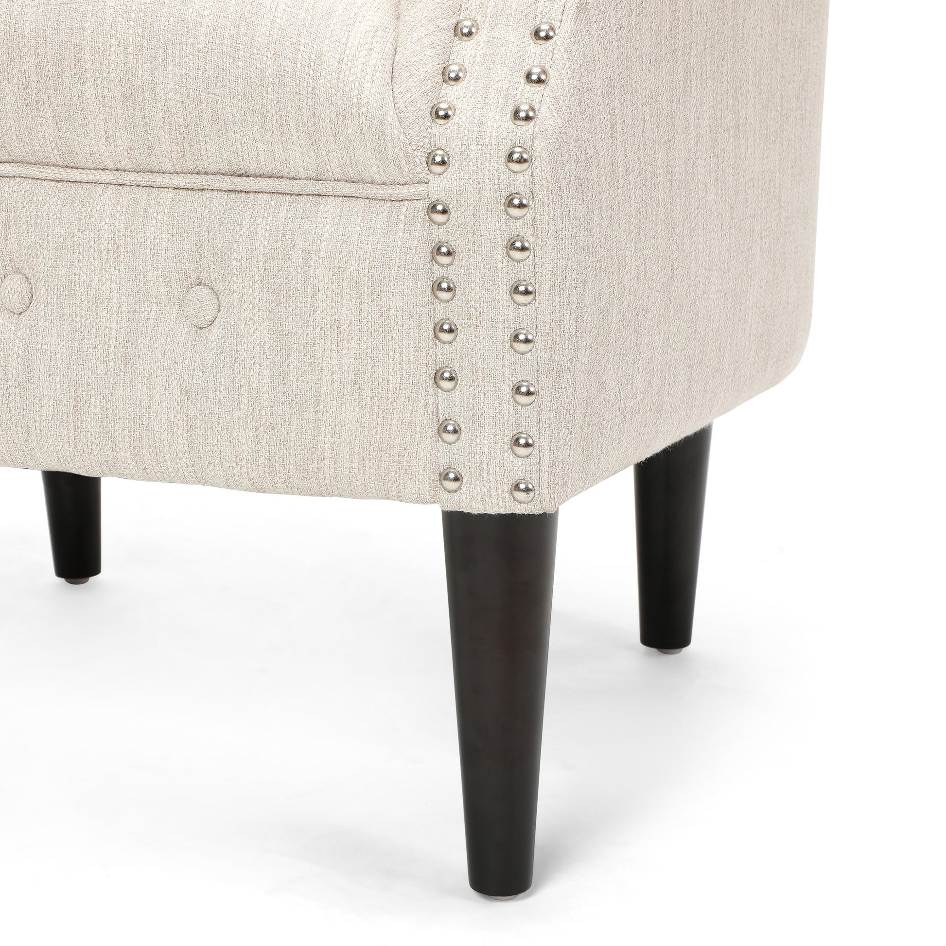 Chair Ottoman Beige Fabric