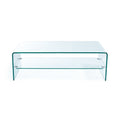 Ramona Glass Coffee Table W Shelf Clear Tempered Glass
