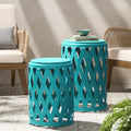 Selen Side Table Teal Iron