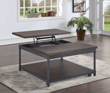 Prescott Lift Top Square Cocktail Table Brown Brown Iron