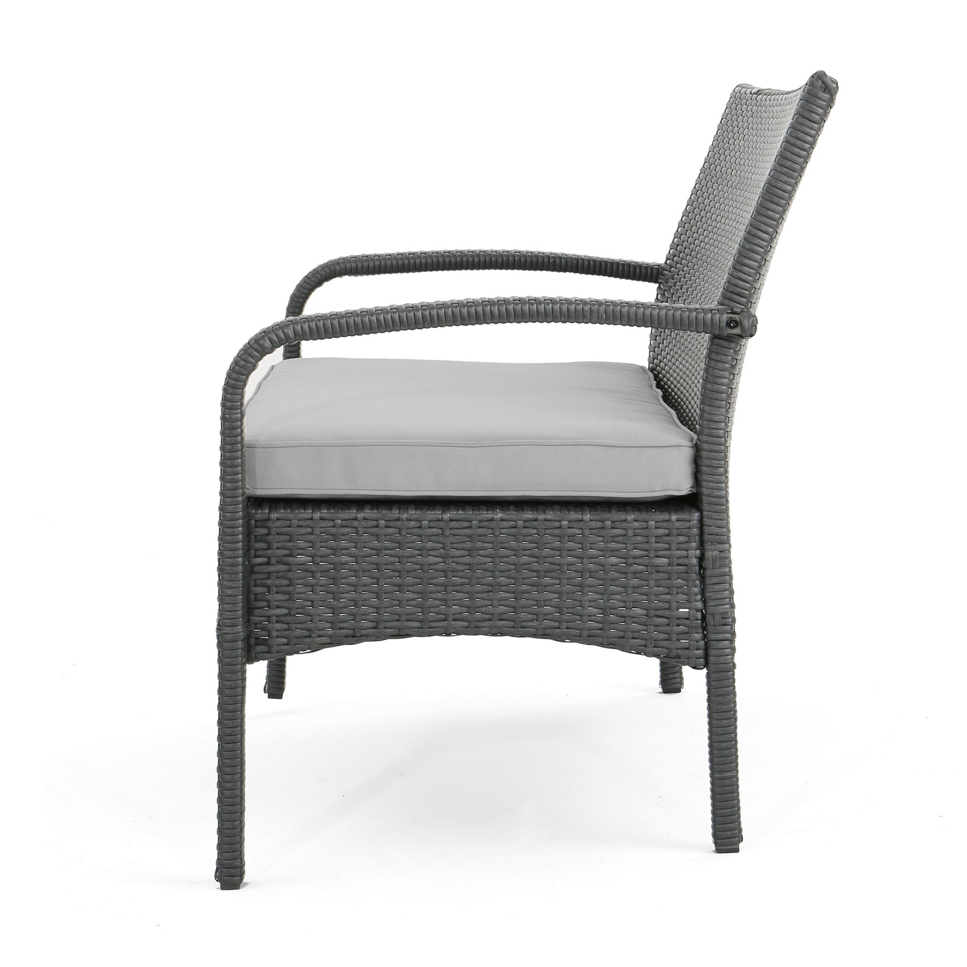 Cordoba Kd Wicker 4 Pc Chat Set Grey Pe Rattan Iron Waterproof Fabric