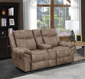 Nashville Glider Recliner Console Loveseat Light Brown Light Brown Faux Leather 2 Seat