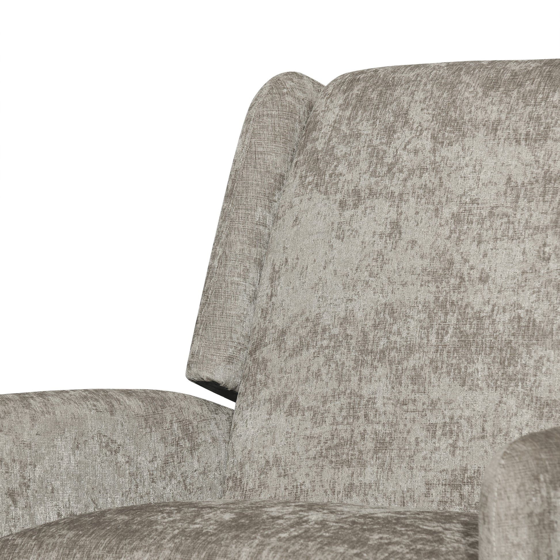 Oversized Textured Fabric Pushback Recliner Dark Beige And Dark Brown Beige Fabric