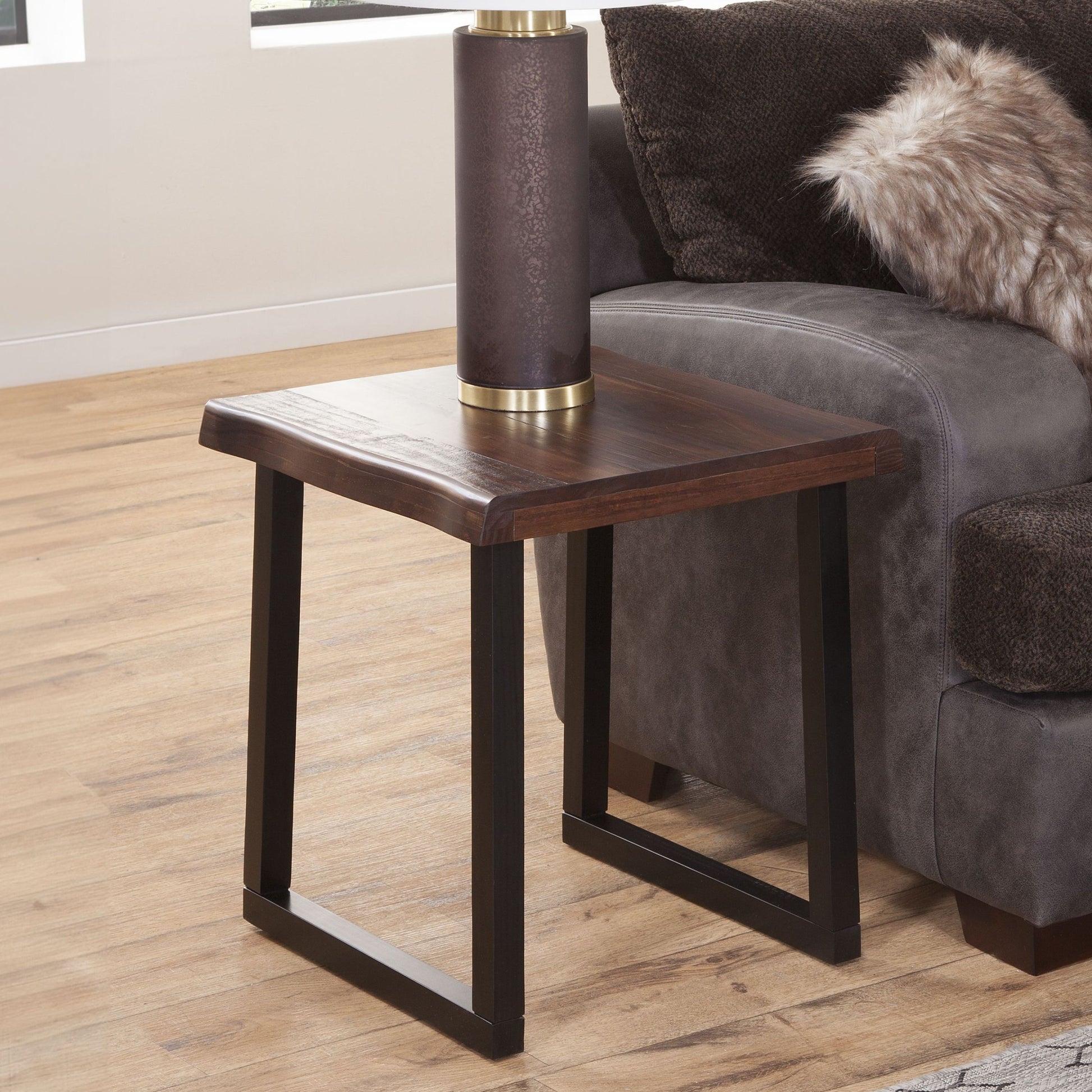 Jennings Live Edge End Table Brown Brown Wood