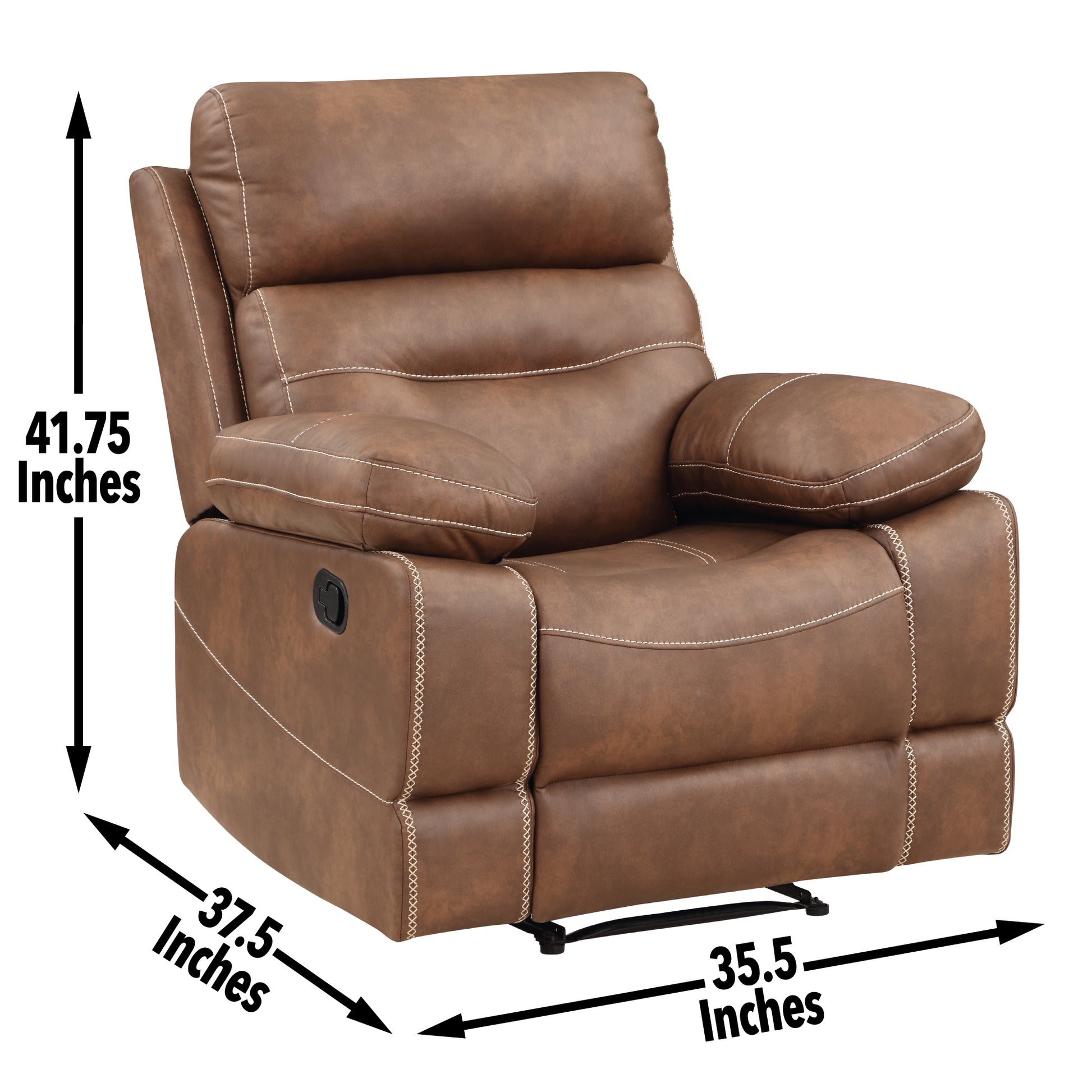 Rudger Manual Recliner Chair Brown Dark Brown Wood