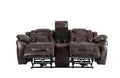 Oportuna Dual Power Console Loveseat Dark Brown Dark Brown Wood 2 Seat