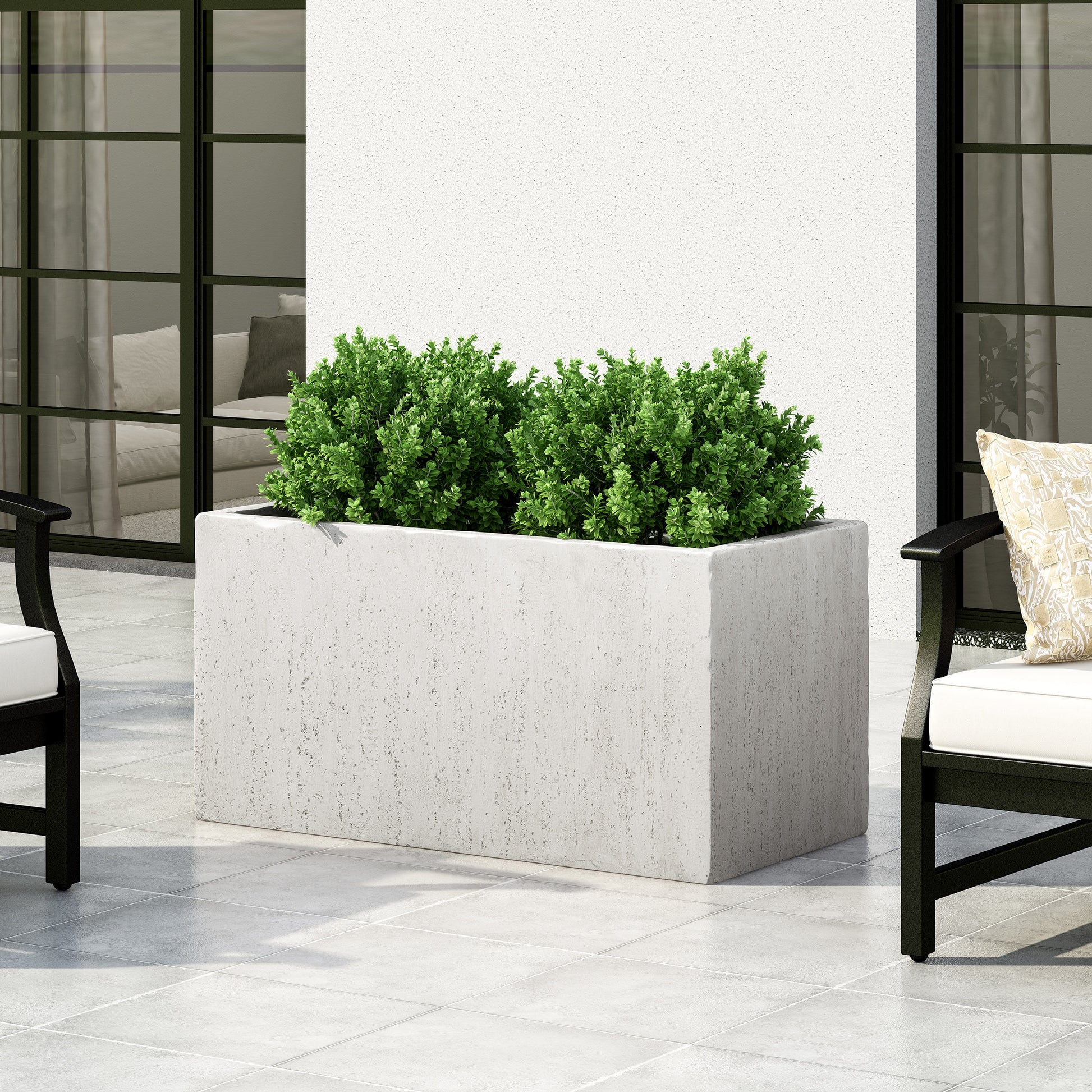 Outdoor Large Square Mgo Planter White Magnesium Oxide