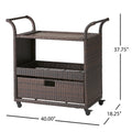 Corona Bar Cart - Brown Pe Rattan Iron