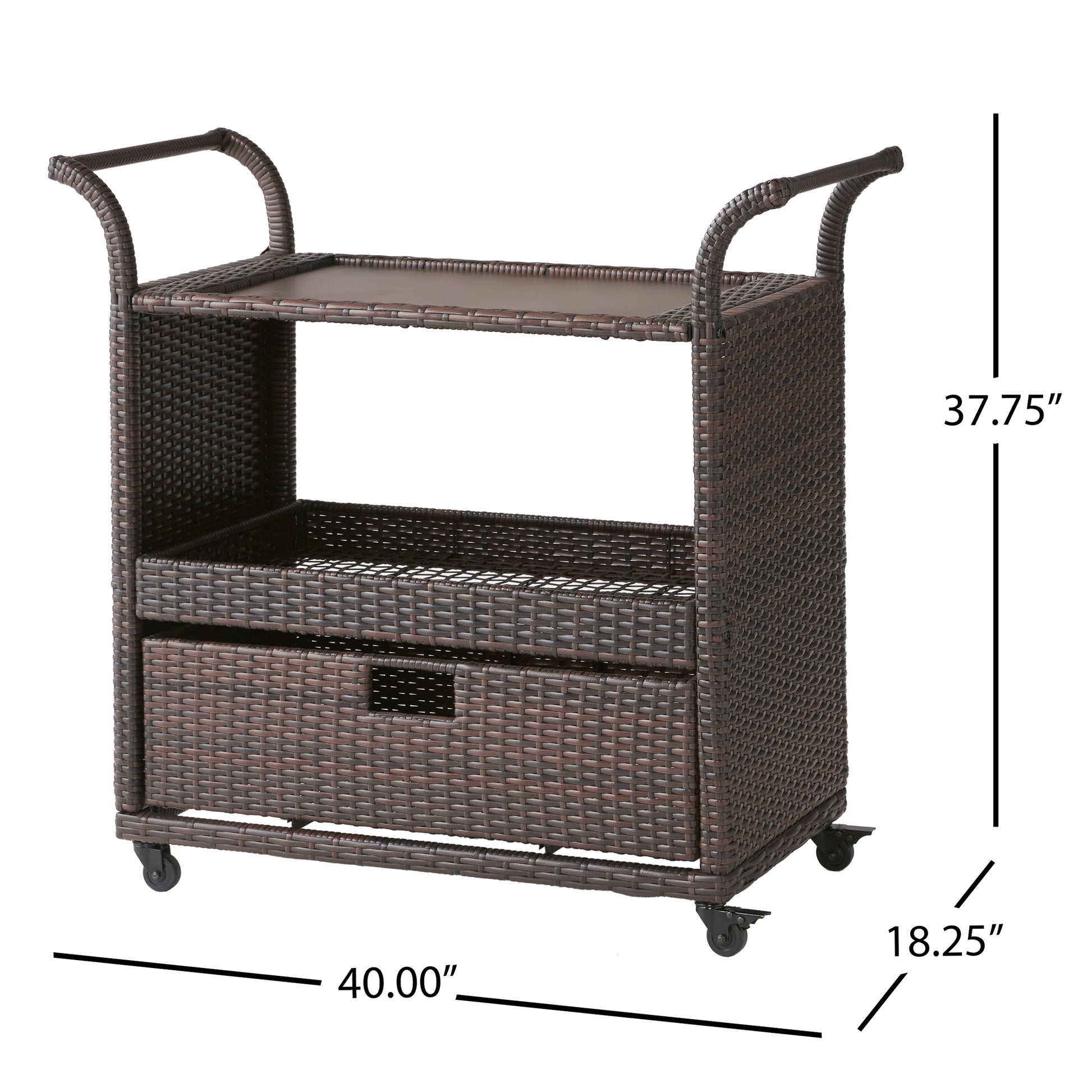 Corona Bar Cart - Brown Pe Rattan Iron