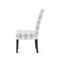 Dining Chair Grey Plaid Fabric