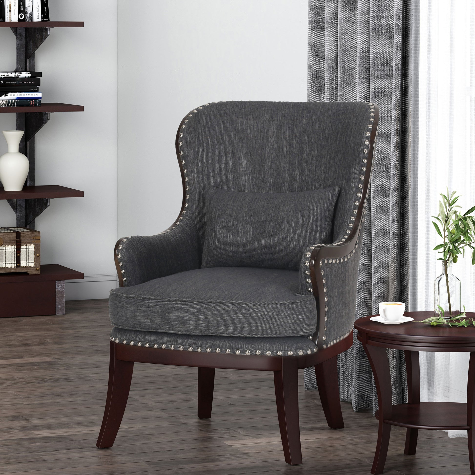 Accent Chair Charcoal Fabric