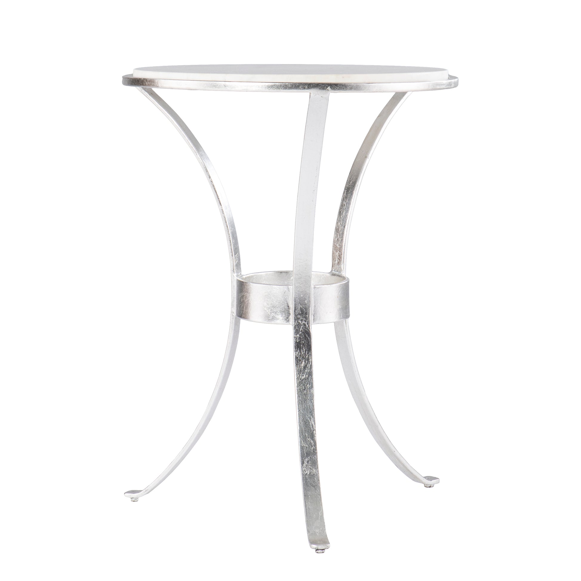 Fordoche Round Accent Table Silver Silver Marble