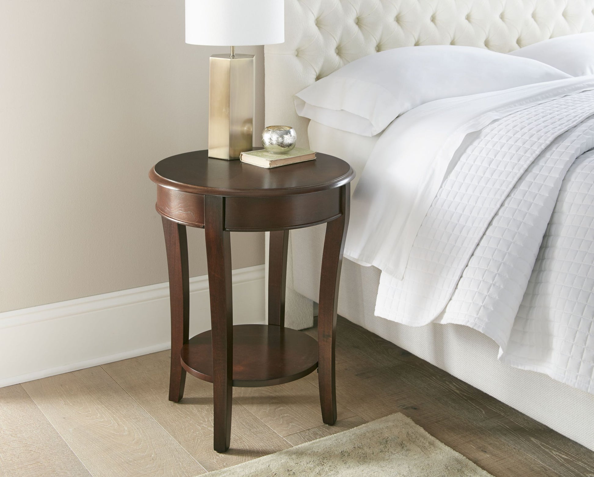 Troy End Table 20" Round Brown Brown Wood