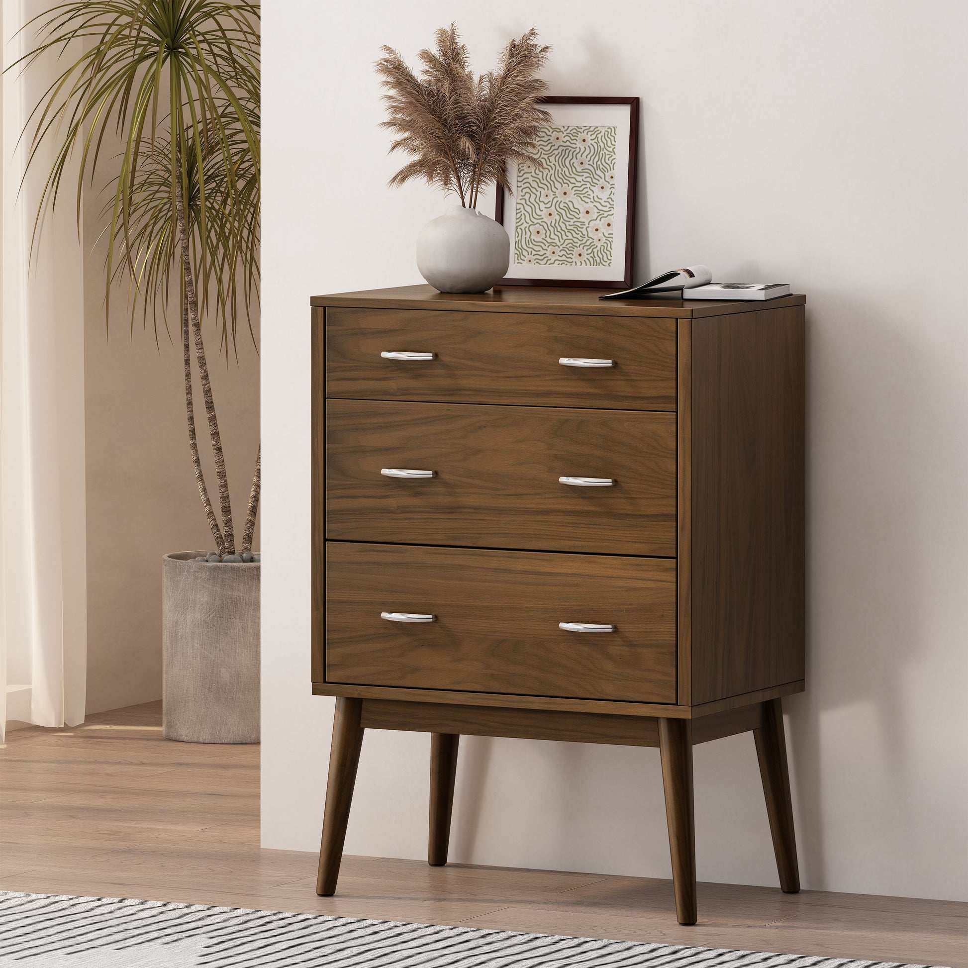 Disa 3 Drawer Chest Walnut Mdf