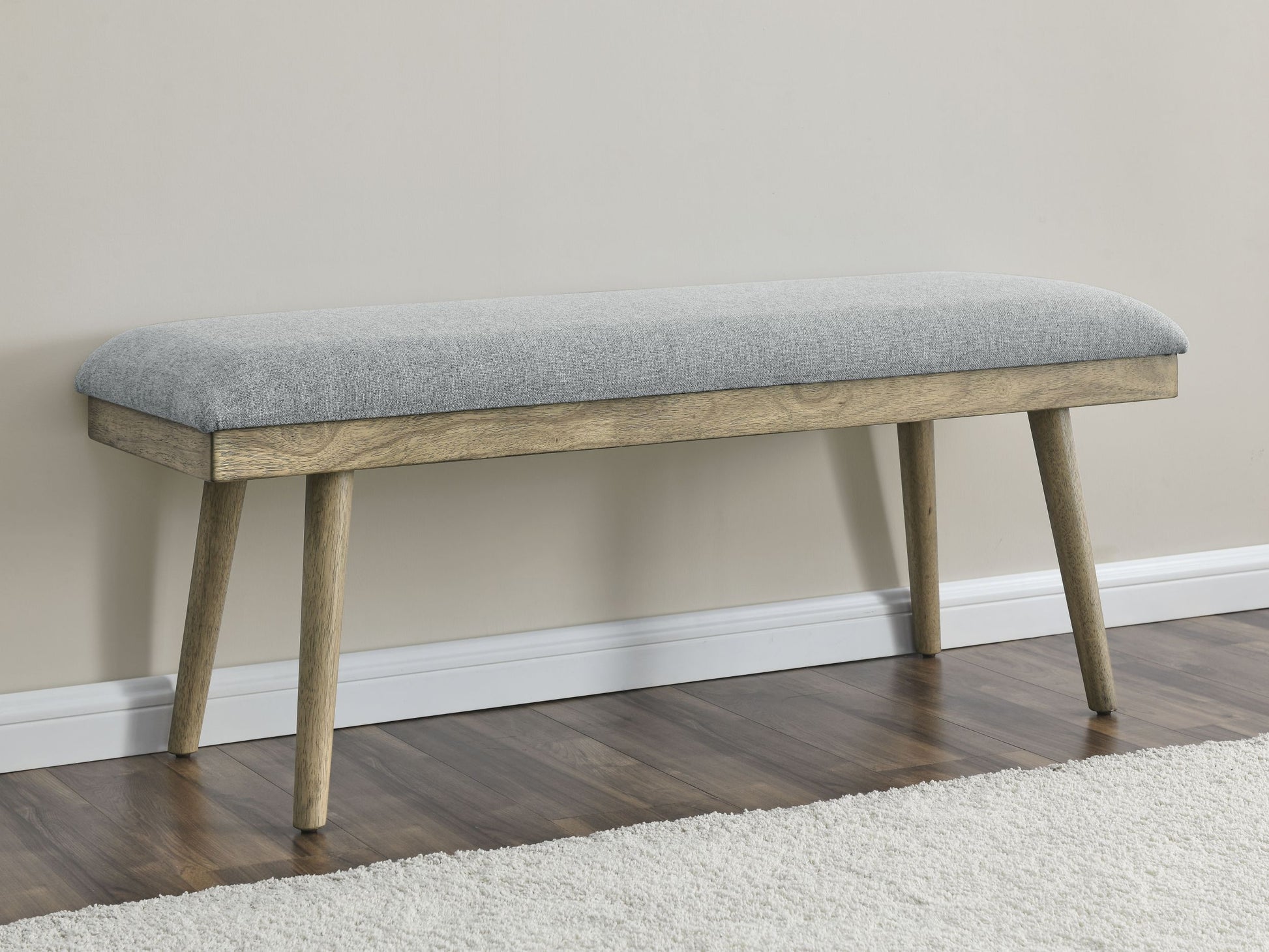 Vida Polyester Dining Bench Gray Dark Gray Fabric