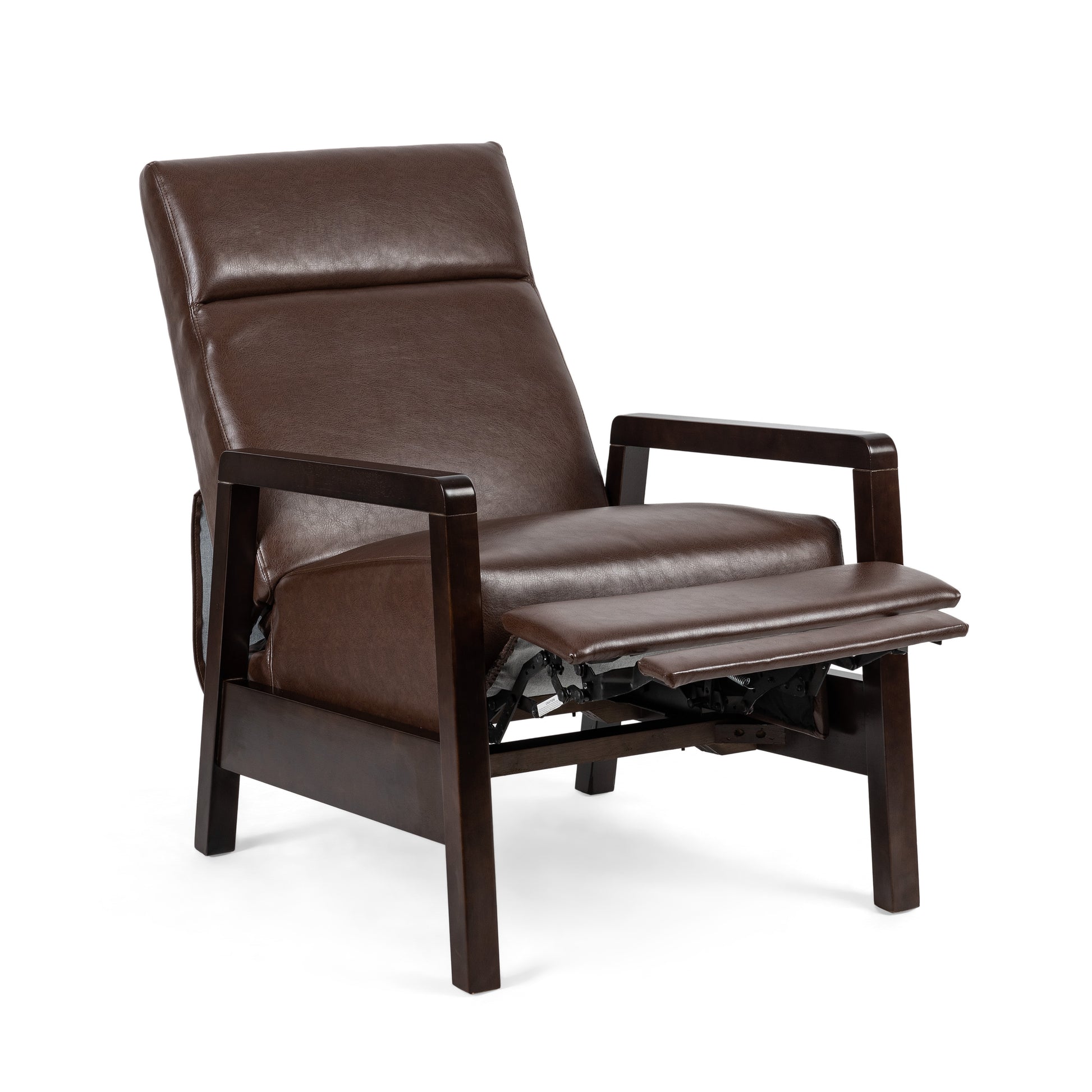 Faux Leather Upholstered Pushback Recliner Dark Brown Dark Brown Pu