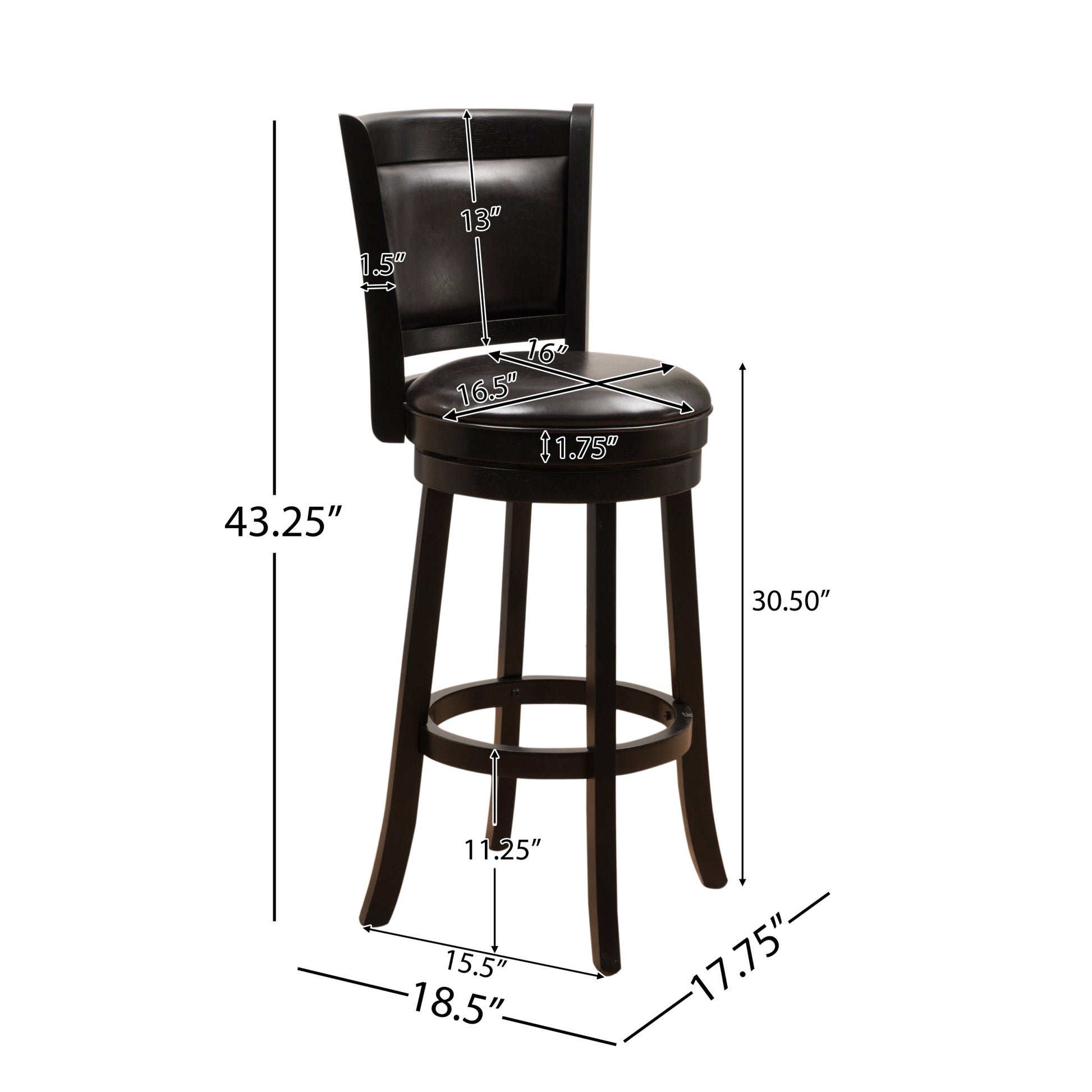 Leather Bar Stool Without Arm Espresso Leather