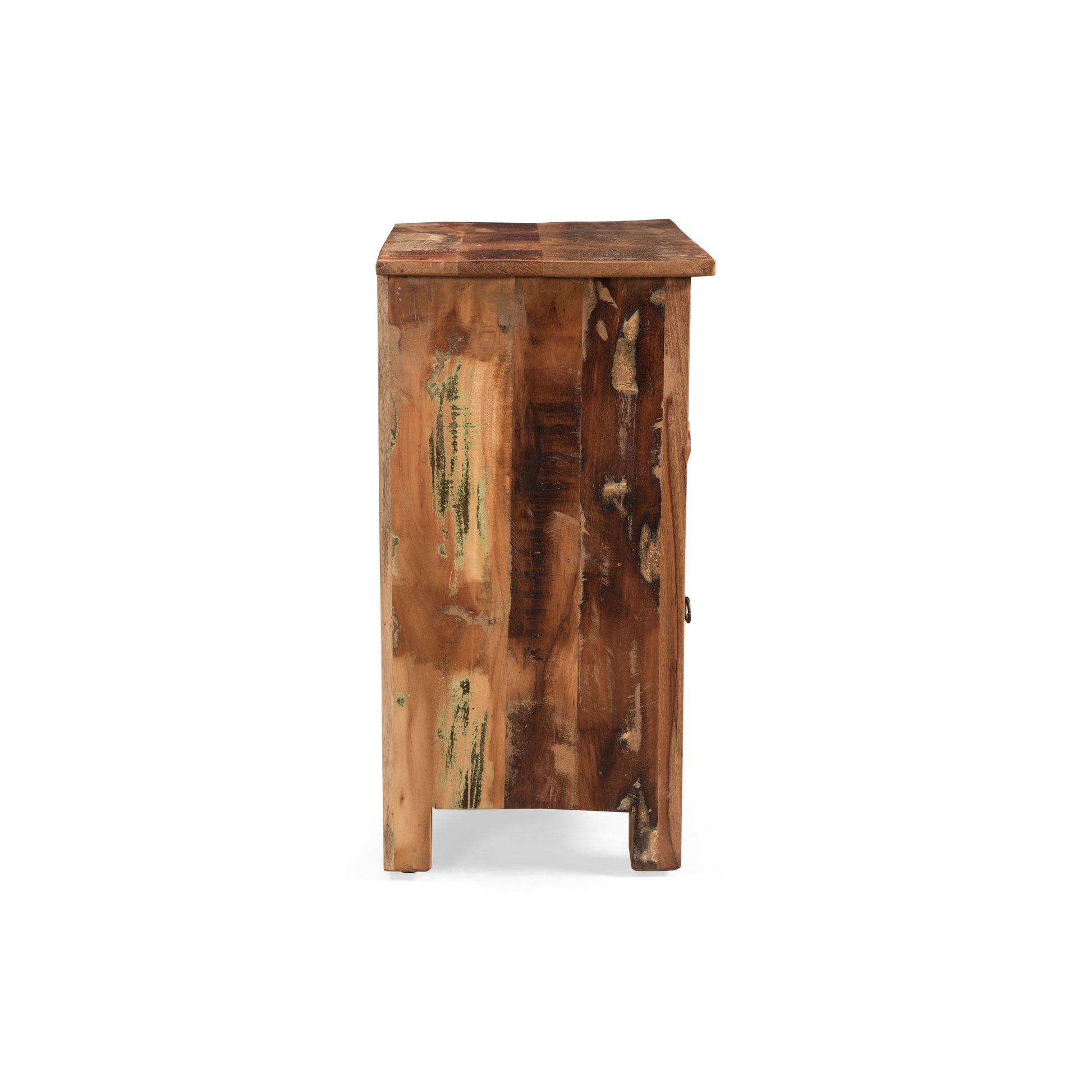 Side Table With Drawer Natural Wood Metal