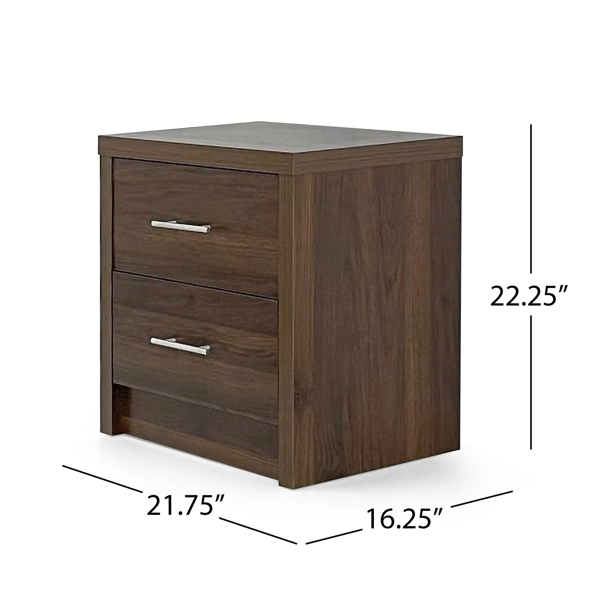 Bologna Bedroom 2 Drawer Nightstand Walnut Mdf