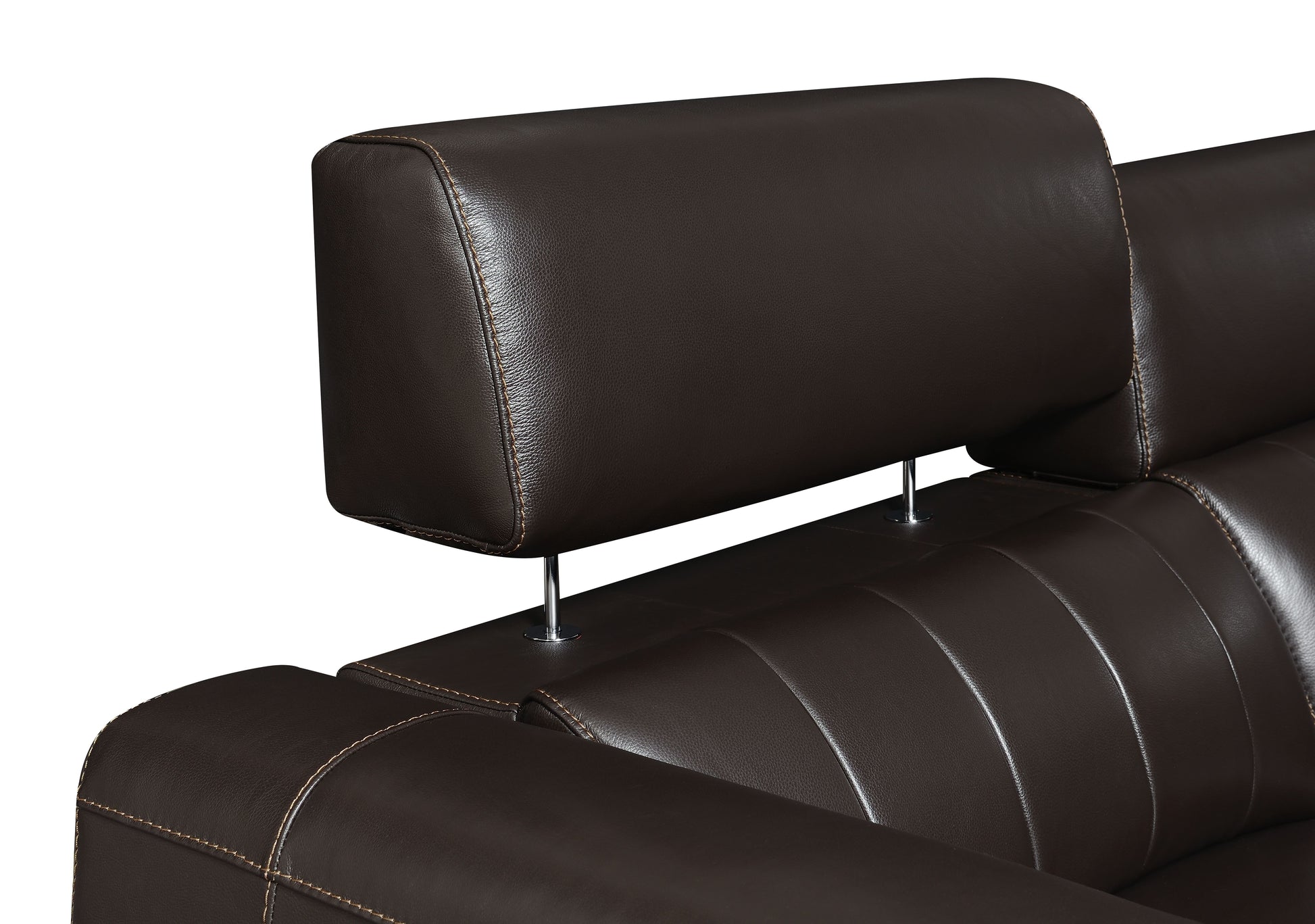 Leather Power Reclining Sectional Top Grain Leather, Transitional Styling, Espresso Color, Power Features, Usb Charging Brown Foam Leather 5 Seat