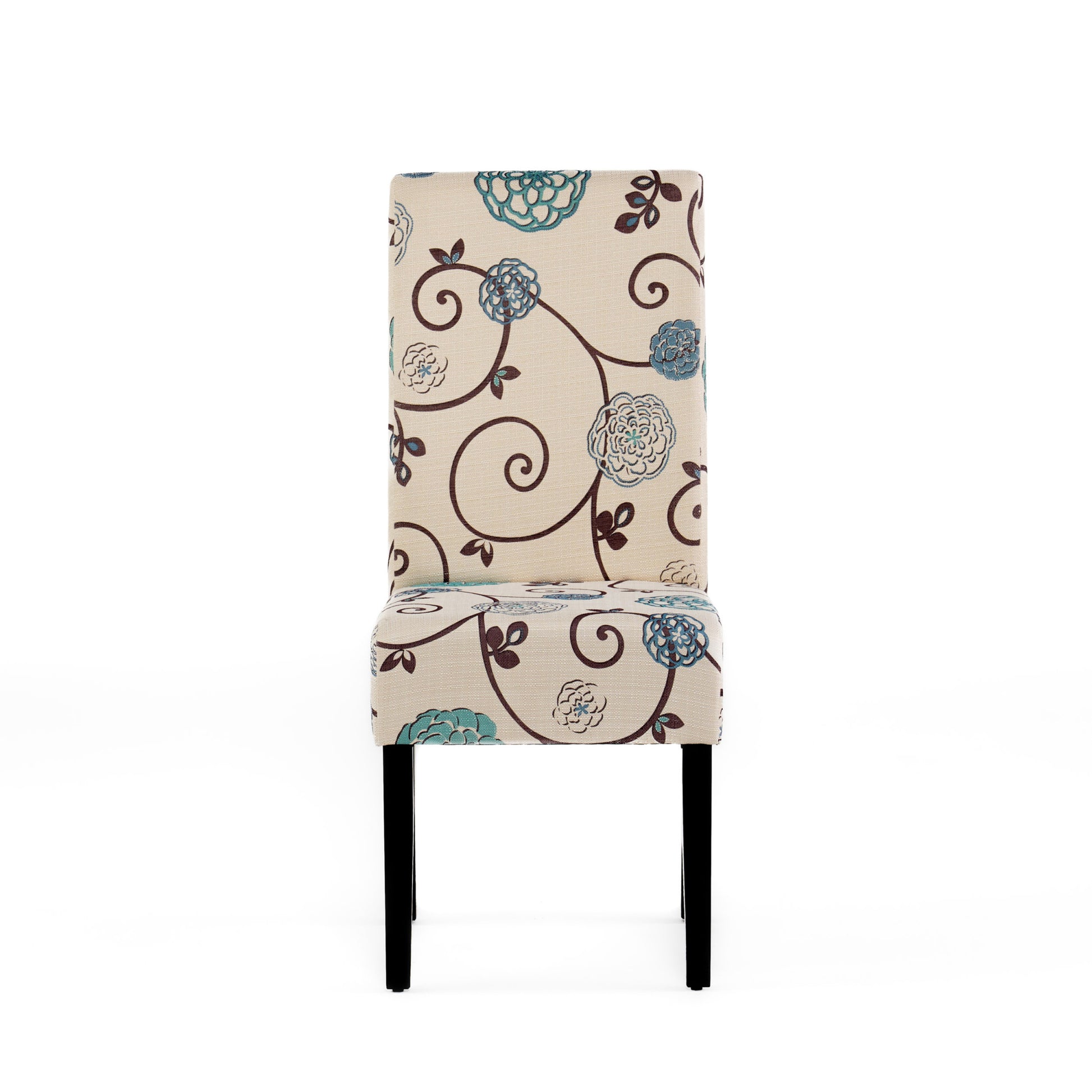 Dining Chair White Blue Fabric