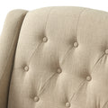 Upholstered Armchair With Ottoman Beige Fabric