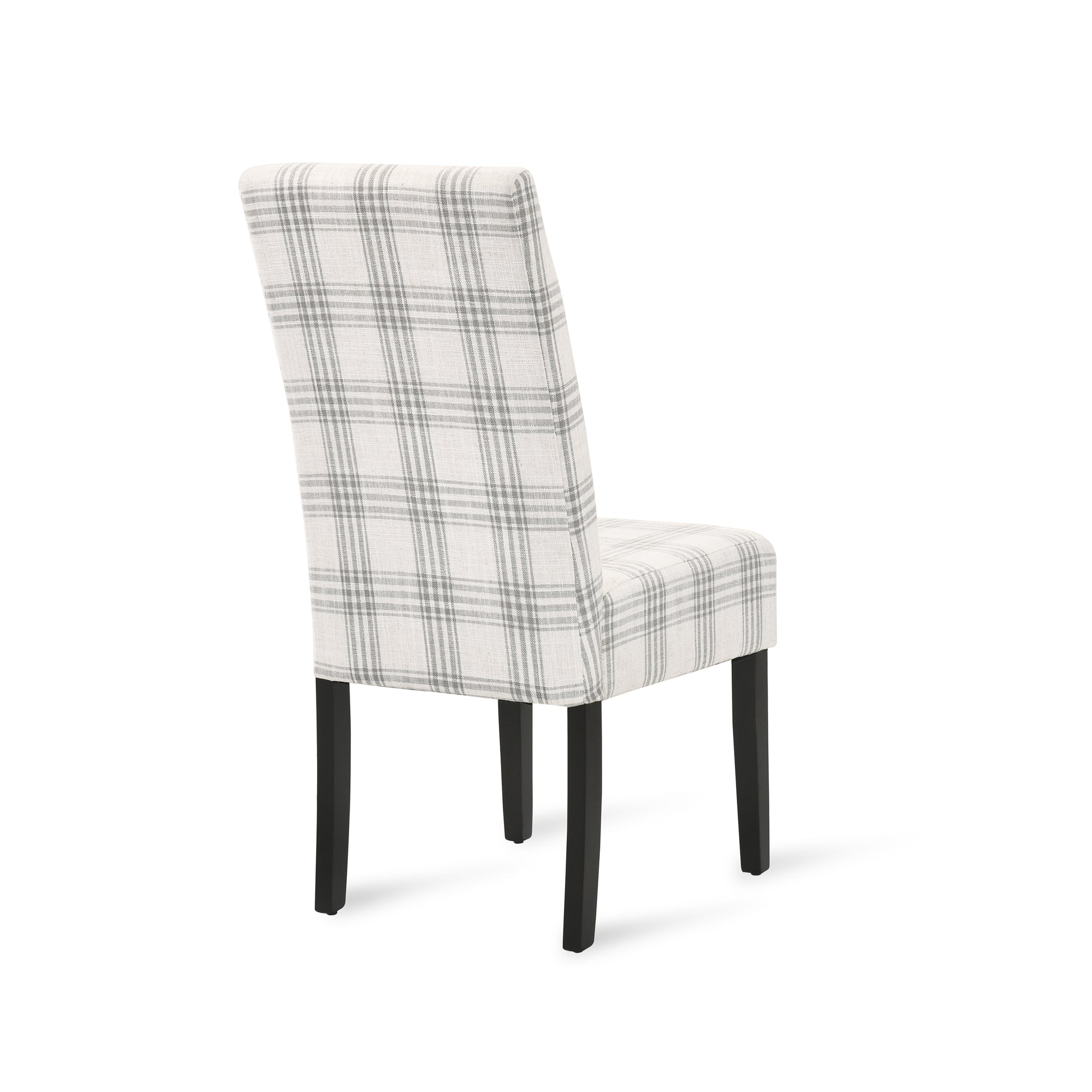 Dining Chair Grey Plaid Fabric