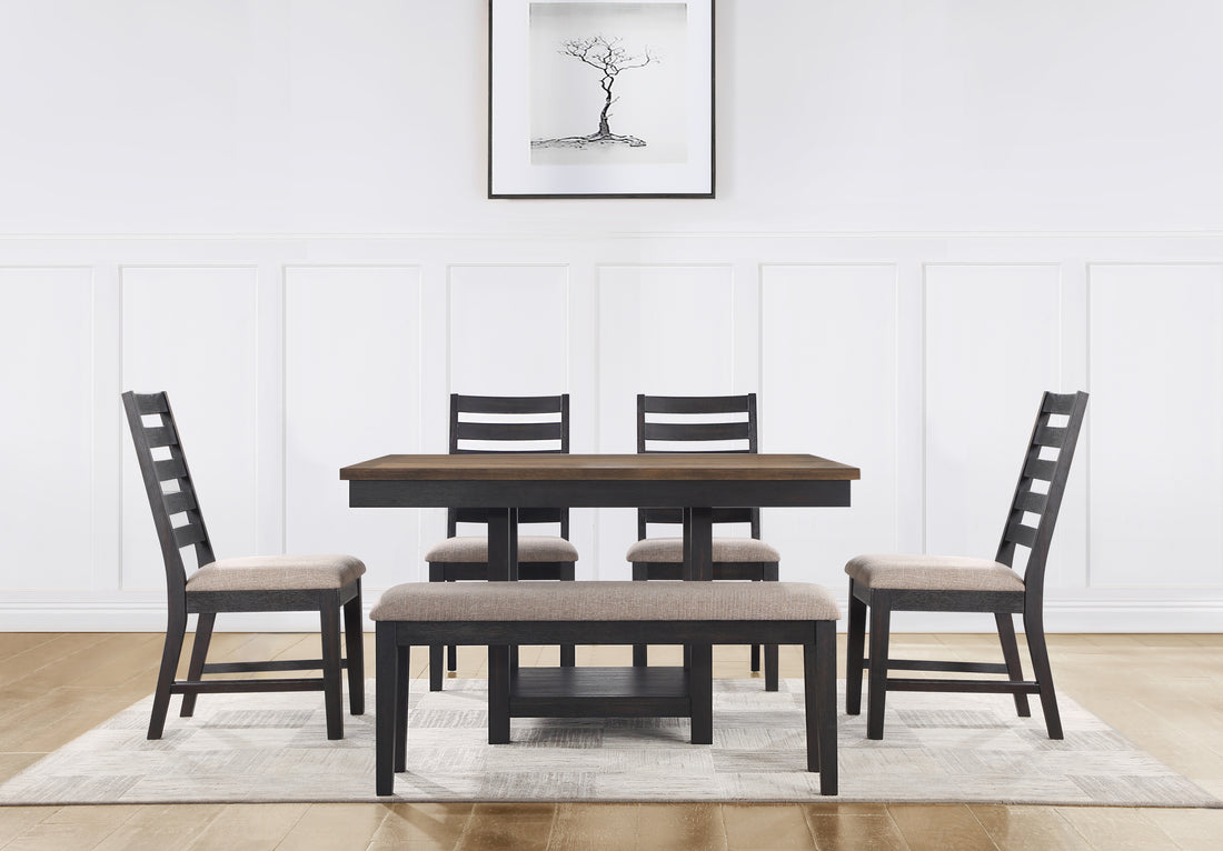 Harington 6 Piece Dining Set Black Black Fabric