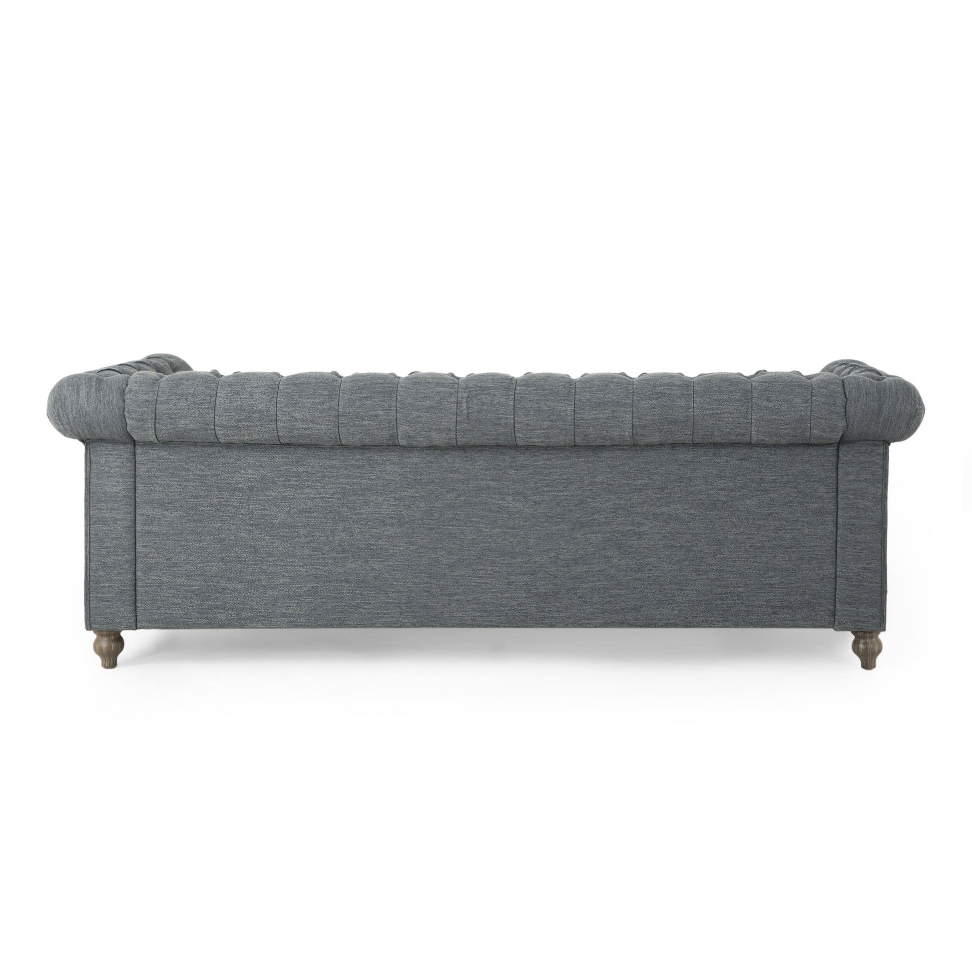 Mirod Comfy 3 Seat Sofa With Wooden Legs, Retro Style For Living Room Charcoal Fabric 3 Seat