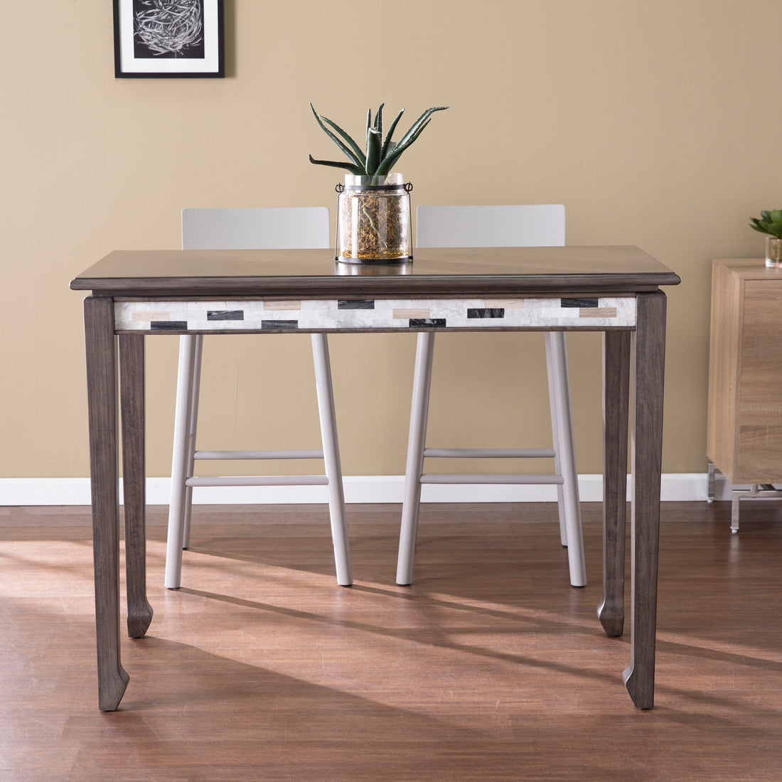 Hadersley Counter Table Gray Mdf