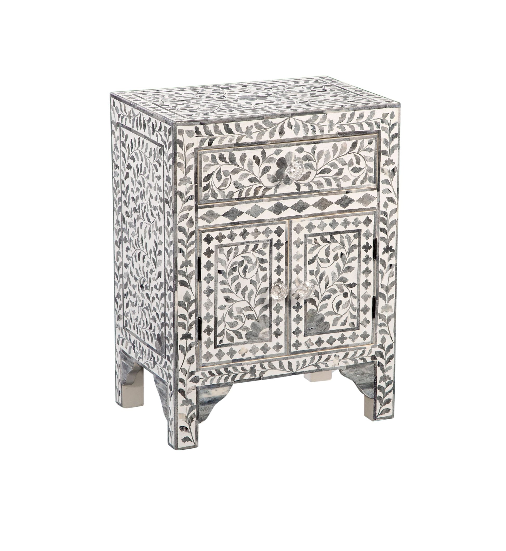 Fowler Accent Cabinet Pearl Silver Silver White Wood