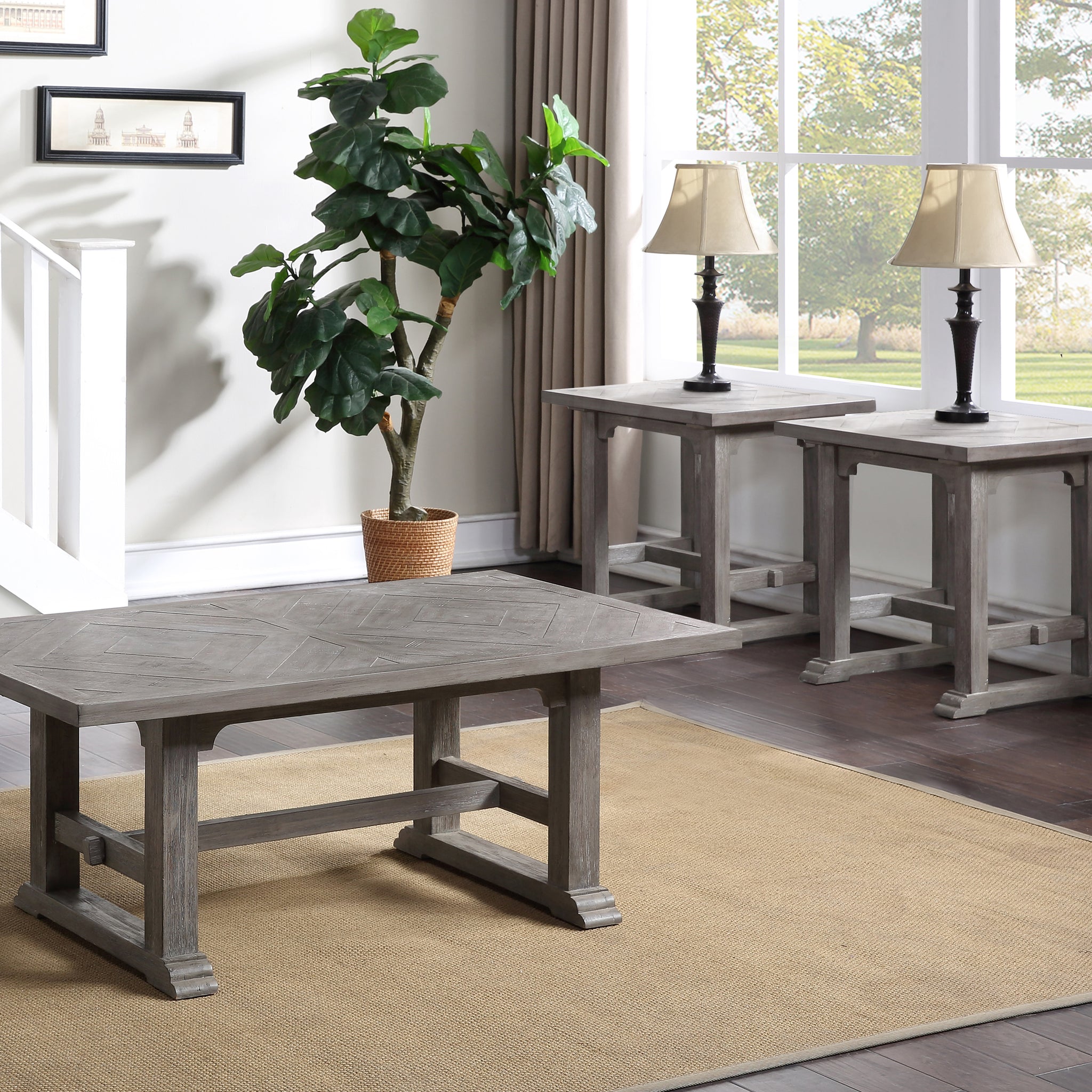 Whitford 3 Piece Table Set End & Coffee Tables Gray Gray Wood