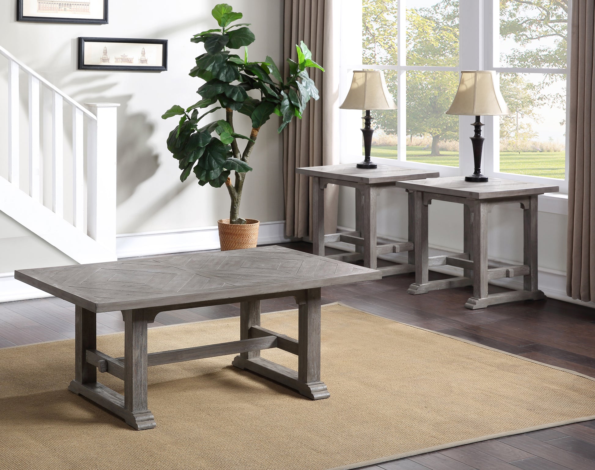 Whitford 3 Piece Table Set End & Coffee Tables Gray Gray Wood