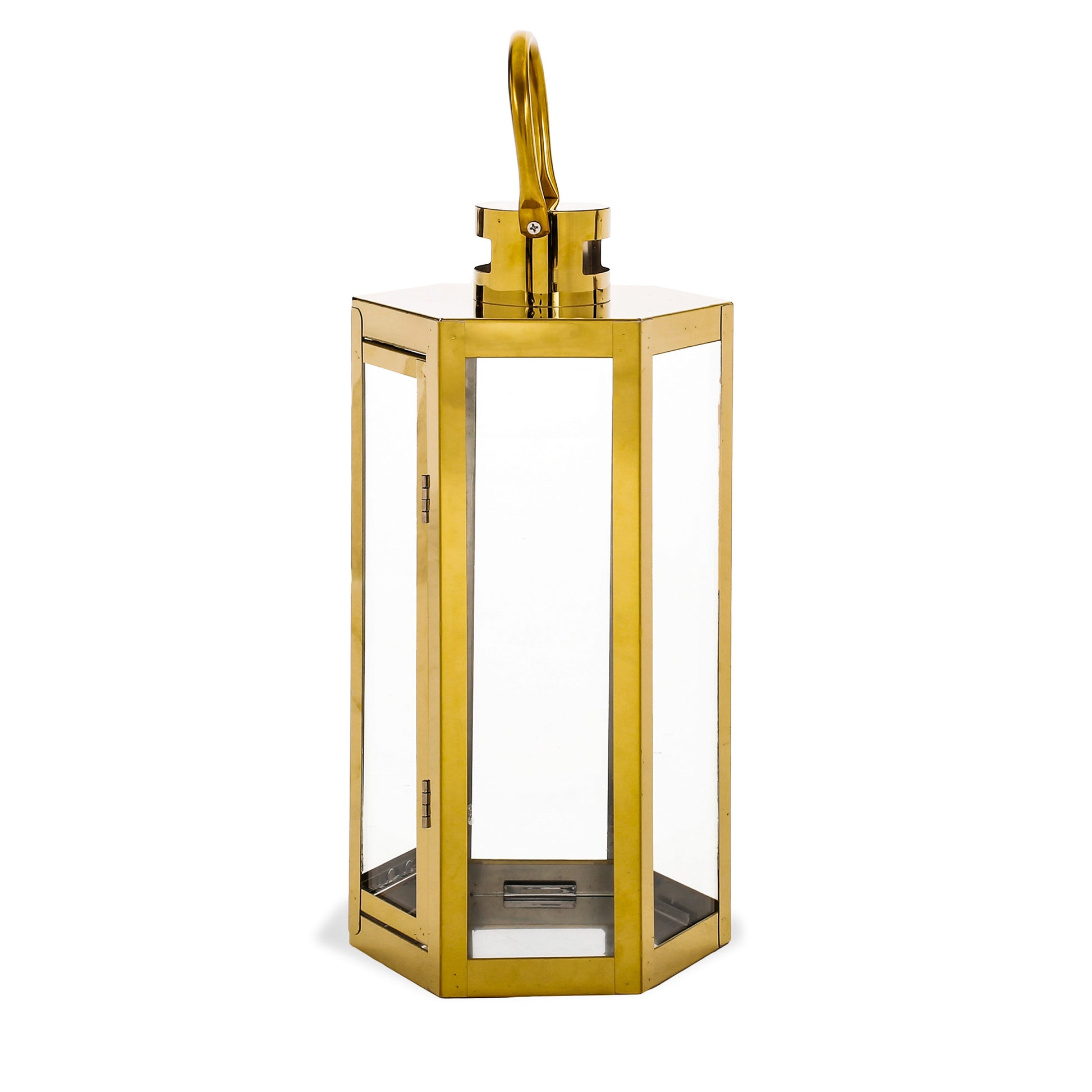 Frank 16"H Stainless Steel Lantern Gold Stainless Steel