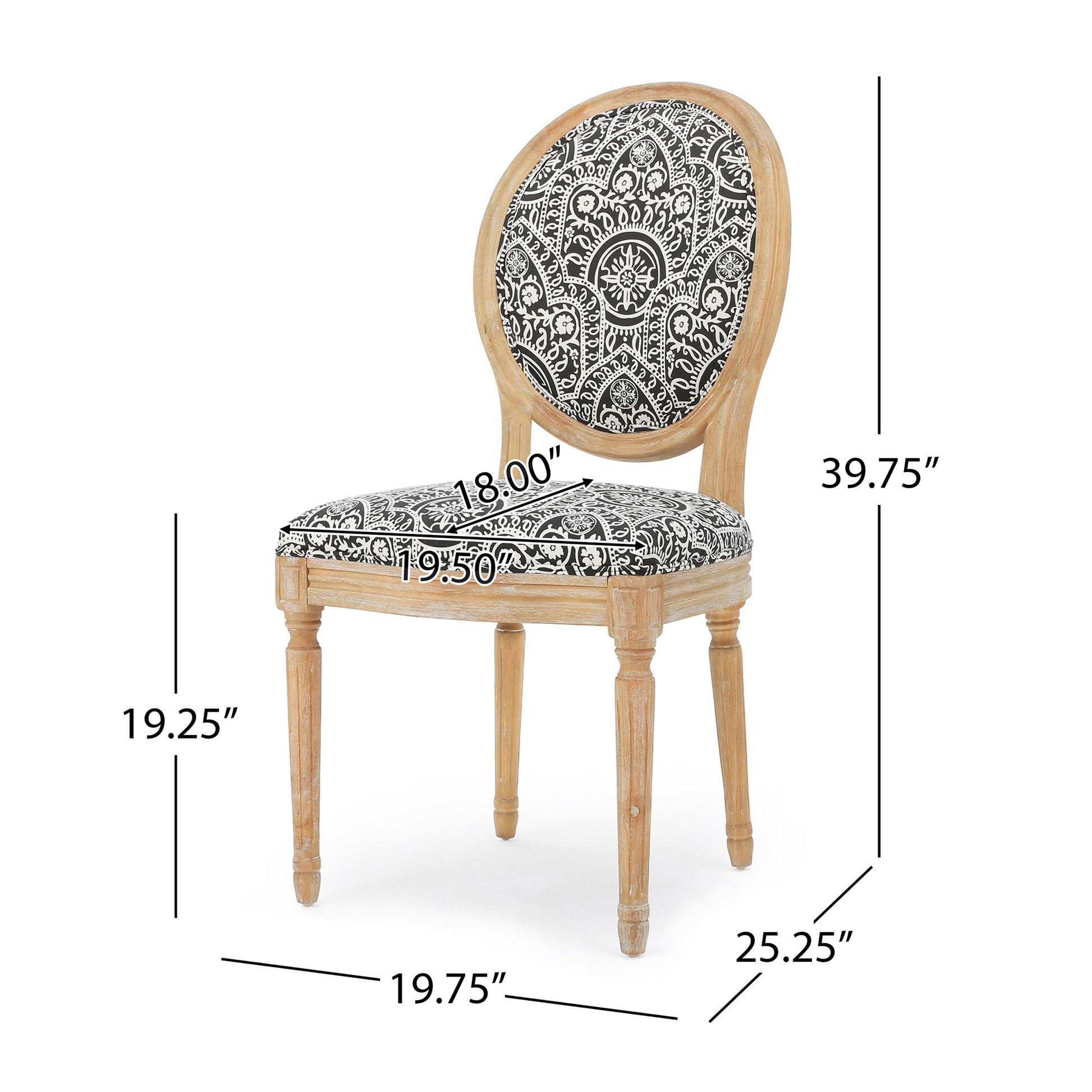 Kd Dining Chair Set Of 2 Black White Fabric