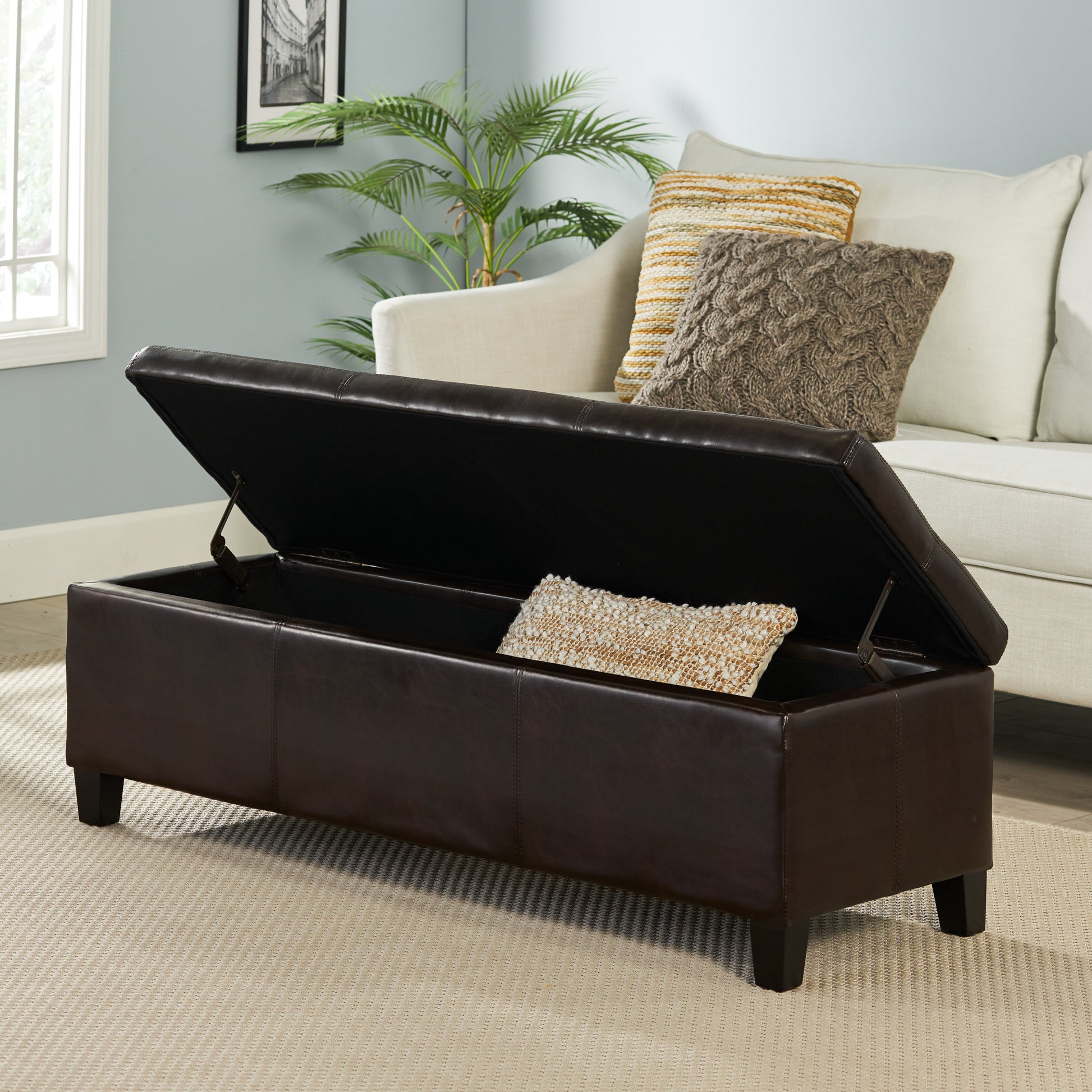 Storage Ottoman Brown Pu