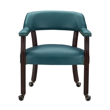 Tournament Arm Chair With Casters Blue Light Blue Wood