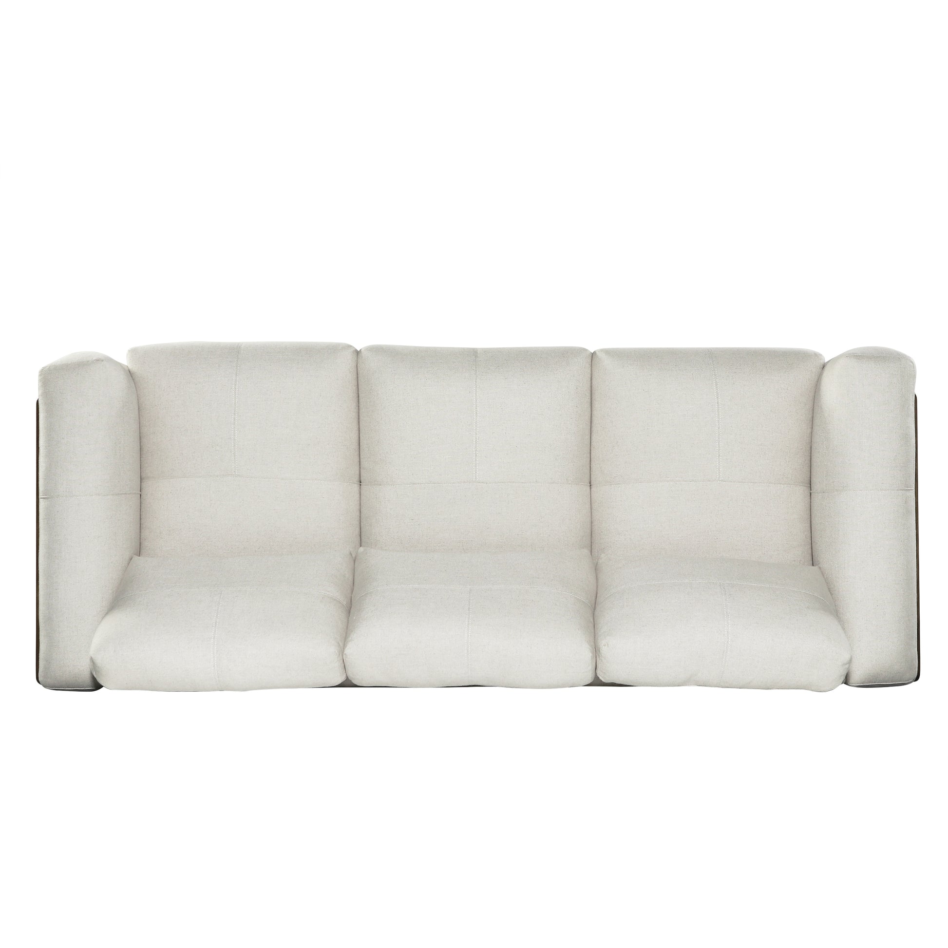 3 Seater Sofa Beige Wood 3 Seat