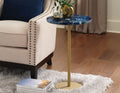 Oceana Agate Top Round Chairside Table Blue Blue Wood