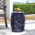 Metal End Table Large Navy Blue Iron