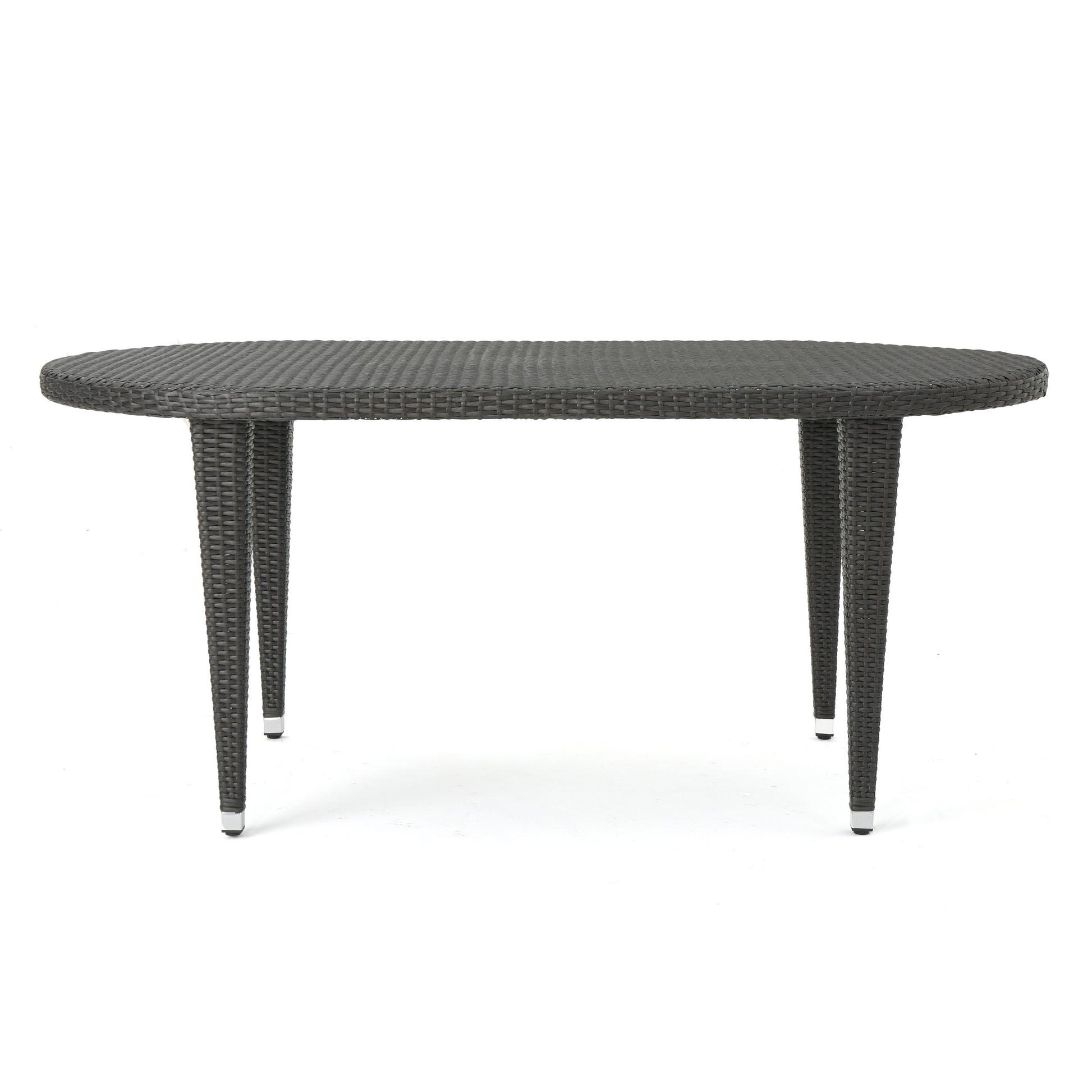 Dominica 6" Oval Dining Table - Grey Pe Rattan