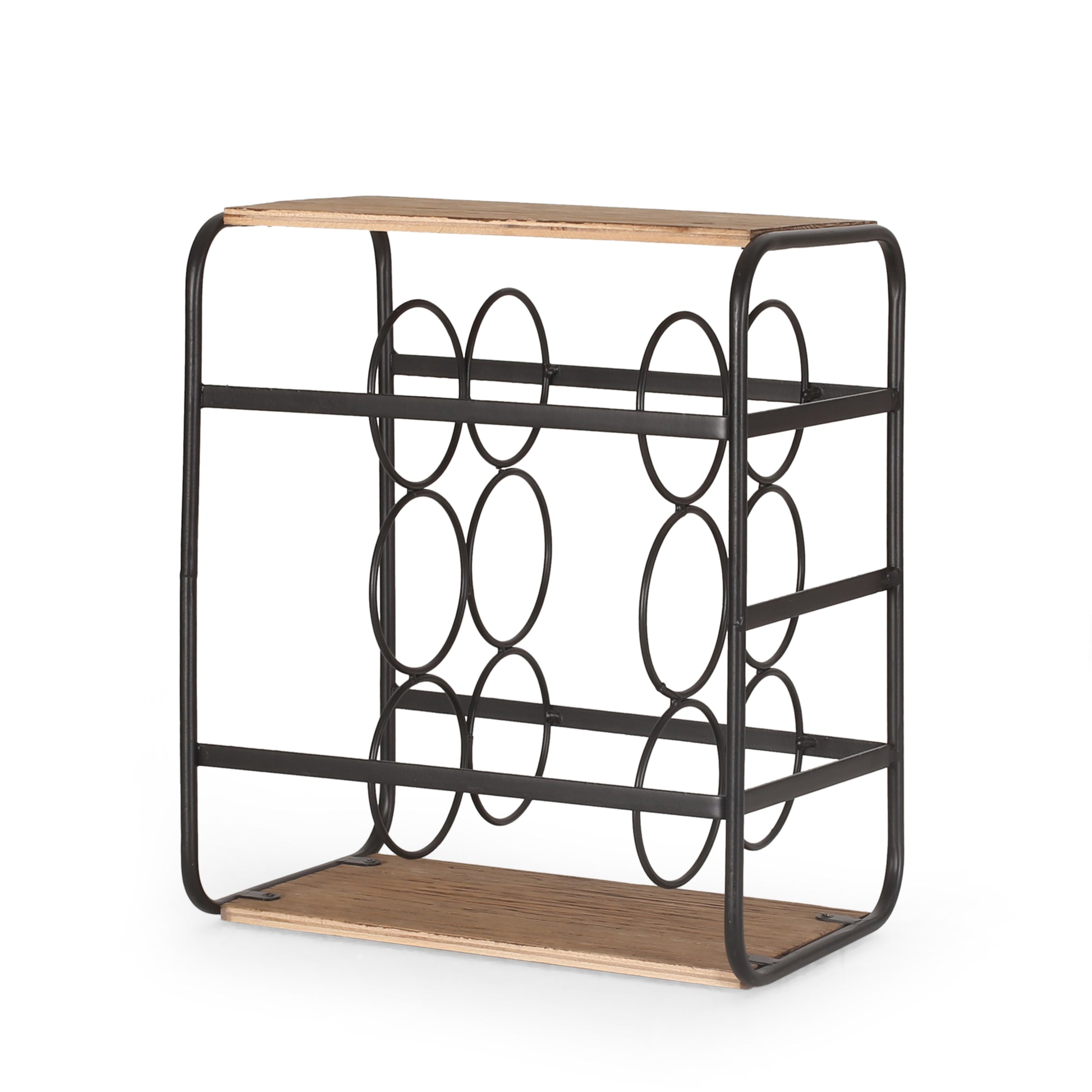 Wine Rack Black Natural Mdf Metal