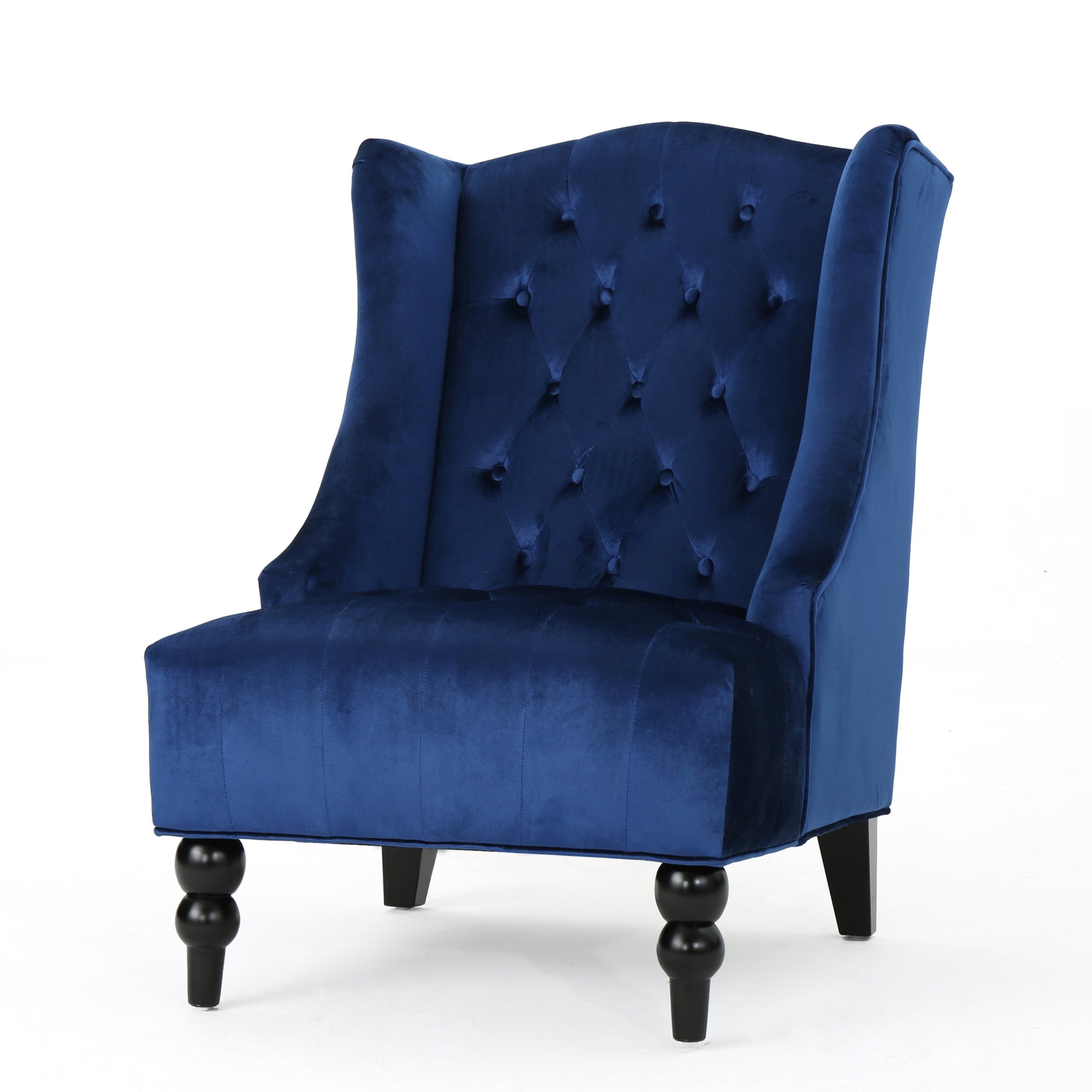 Upholstered Side Chair Navy Blue Velvet