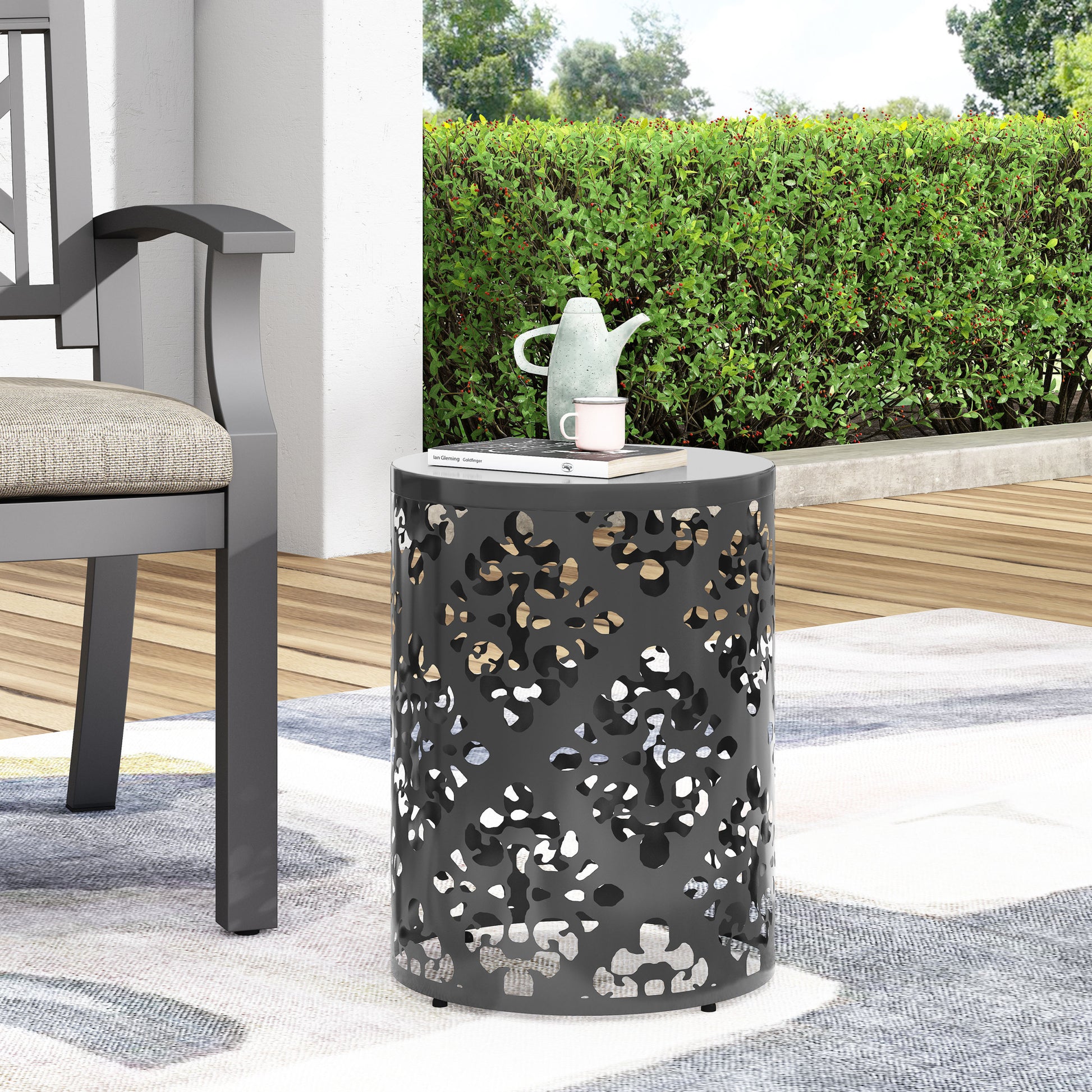 Metal End Table Large - Black Iron