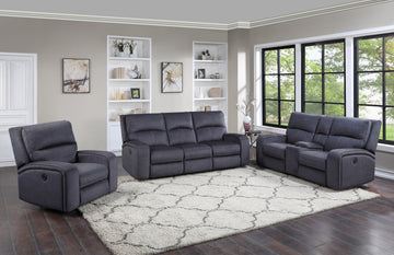 Lovell 3 Piece Power Living Room Set Dark Gray Dark Gray Faux Leather