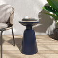 Outdoor Metal End Table Large Navy Blue Iron