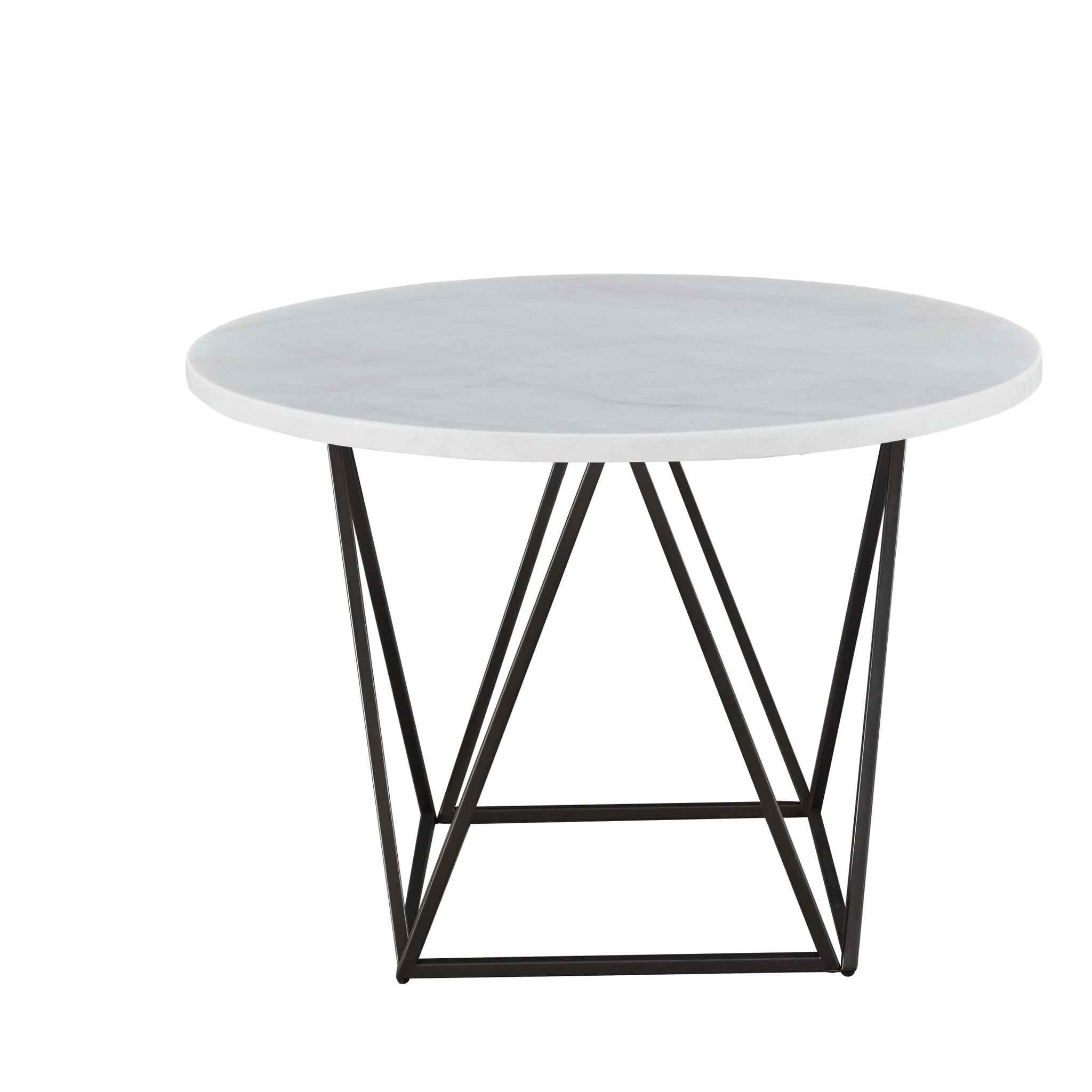 Ramona Marble Top Round Dining Table White White Marble